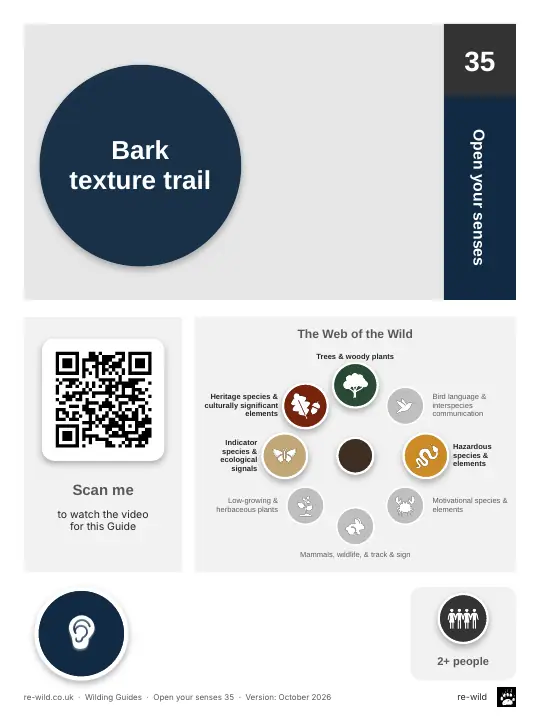 Front of the Bark texture trail activity guide