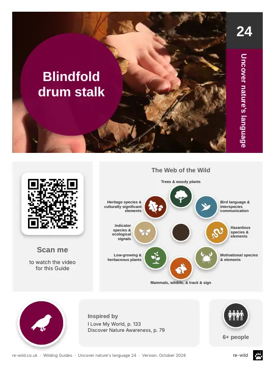 Front of the Blindfold drum stalk activity guide