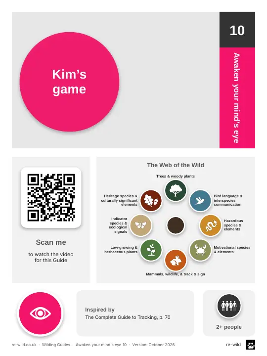 Front of the Kim’s game activity guide