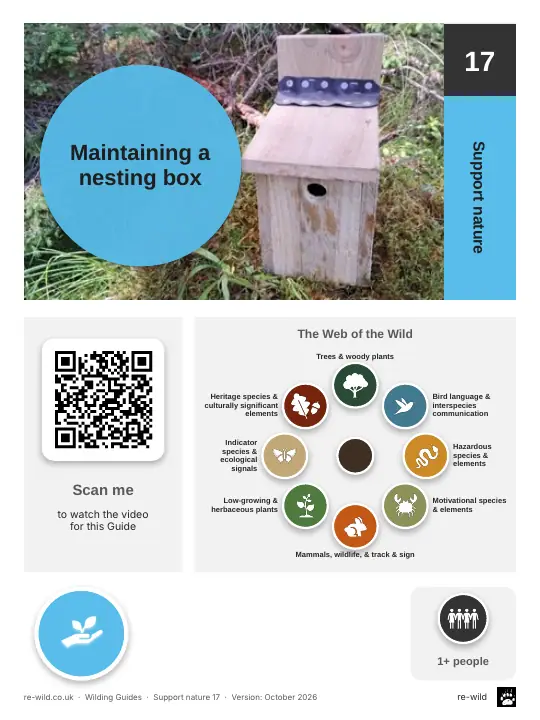 Front of the Maintaining a nesting box activity guide