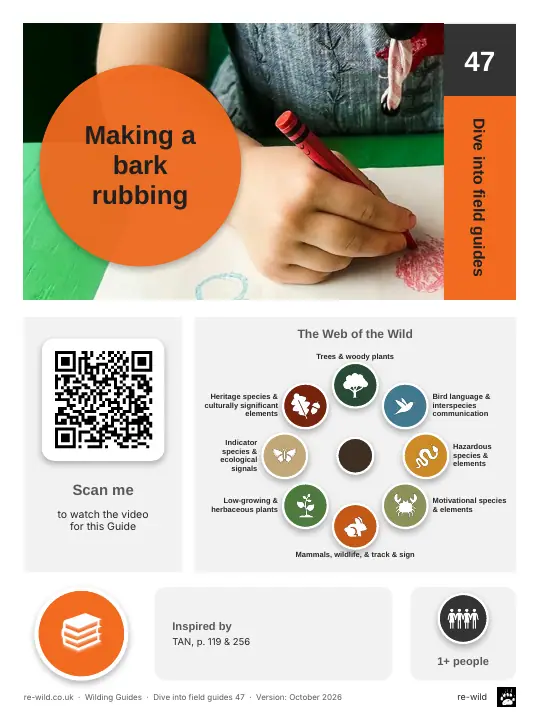 Front of the Making a bark rubbing activity guide