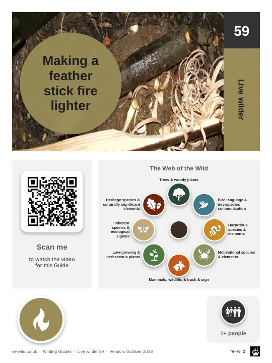 Front of the Making a feather stick fire lighter activity guide