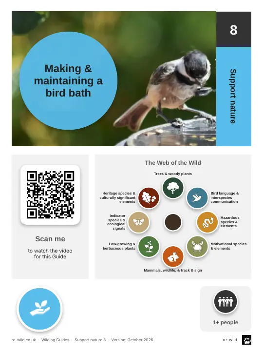 Front of the Making & maintaining a bird bath activity guide