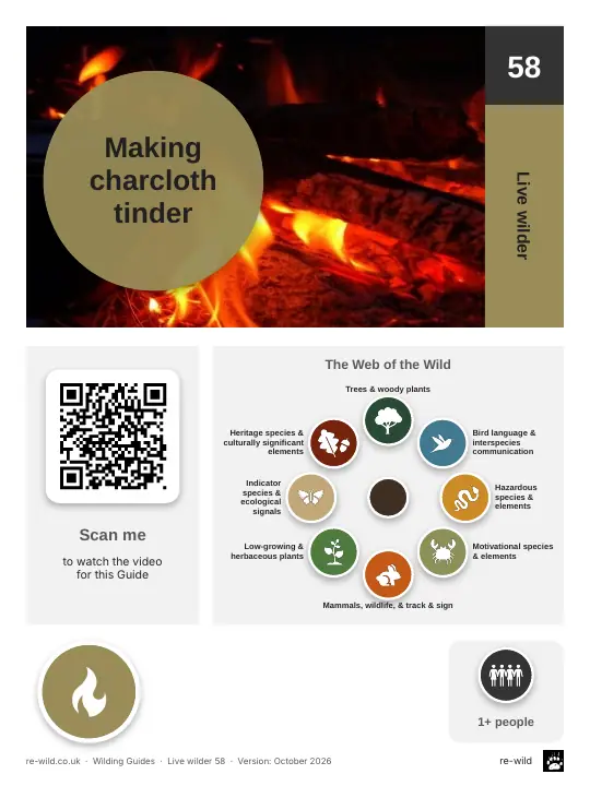 Front of the Making charcloth tinder activity guide