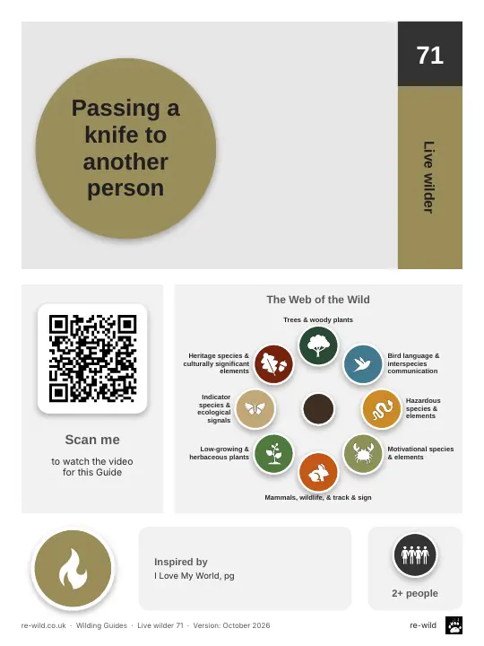 Front of the Passing a knife to another person activity guide