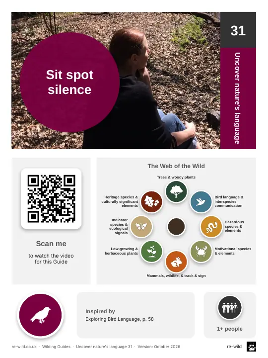 Front of the Sit spot silence activity guide