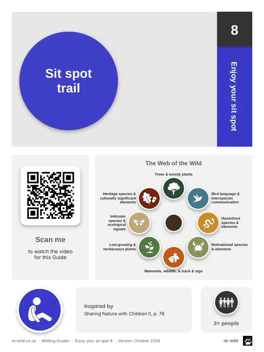 Front of the Sit spot trail activity guide