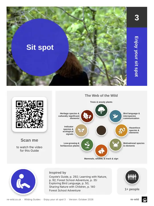 Front of the Sit spot activity guide