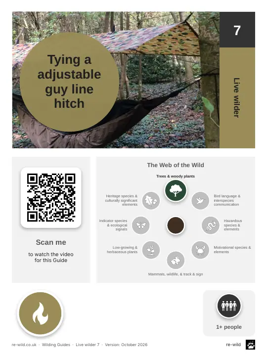Front of the Tying a adjustable guy line hitch activity guide