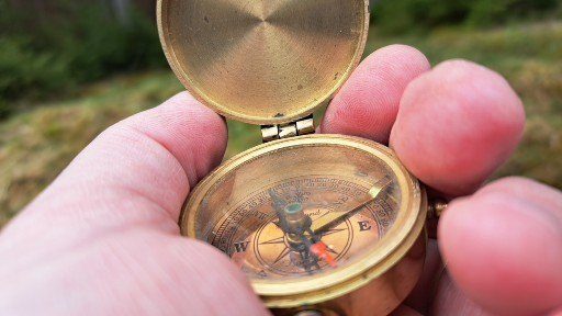 A compass in the hand, finding your way